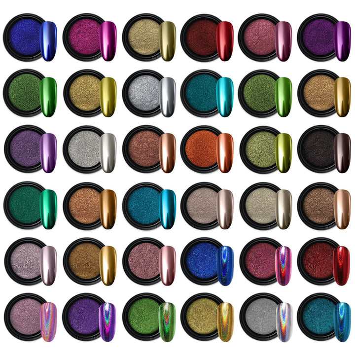 Poudre chromée Artdone 36 pots avec différentes couleurs