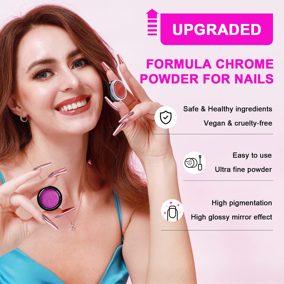 Poudre chromée holographique SAVILAND, pot ouvert