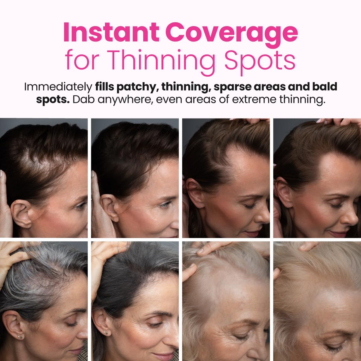 Poudre de Couverture Instantanée Cheveux Blancs PROMETICS utilisation sur cheveux