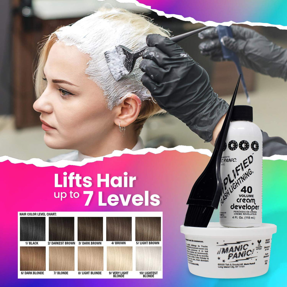 Poudre de décoloration MANIC PANIC en gros plan