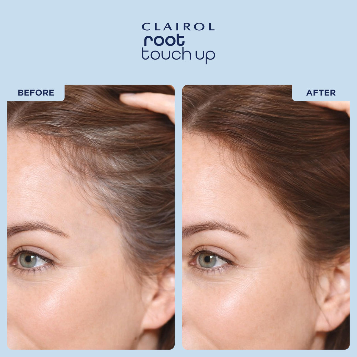 Poudre de retouche racines Clairol avec un résultat naturel