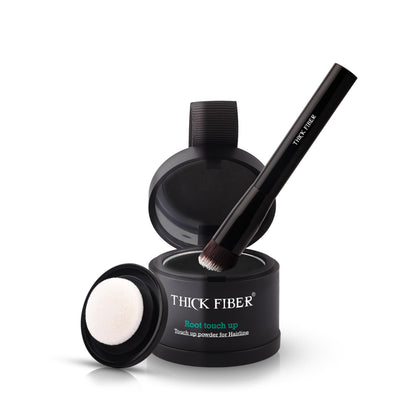 Poudre de Retouche Racines Thick Fiber, vue de face avec packaging noir