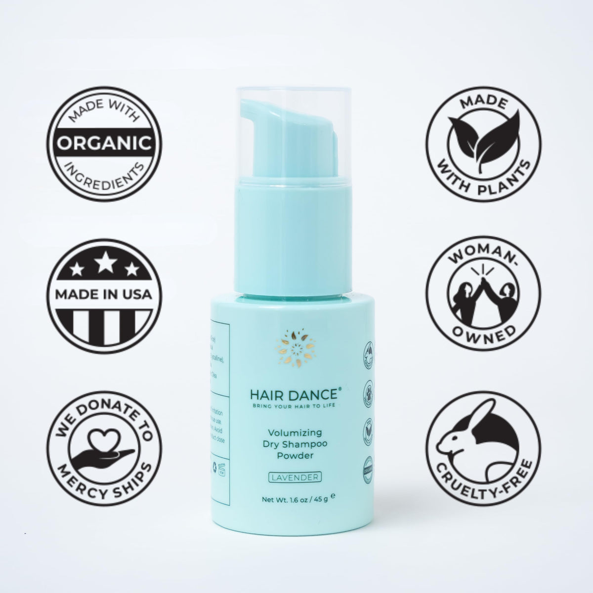 Poudre de shampooing sec Hair Dance avec des éléments naturels