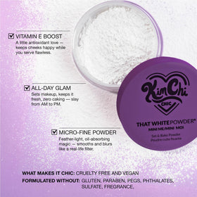 Poudre fixante blanche Kimchi Chic dans une trousse de maquillage