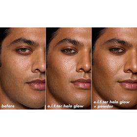 Poudre Halo Glow e.l.f. en usage sur le visage