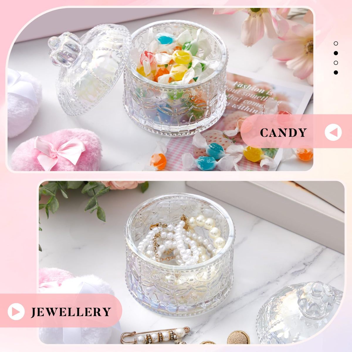 Poudre puff Tioncy dans le conteneur en verre