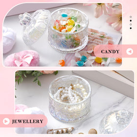 Poudre puff Tioncy dans le conteneur en verre