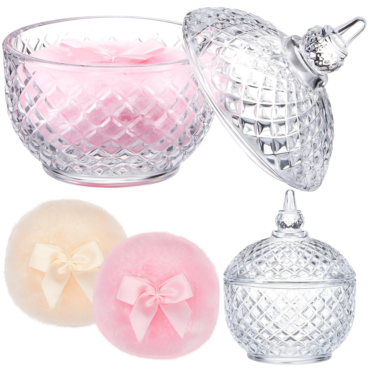 Poudres à maquillage Tioncy avec conteneur en verre transparent