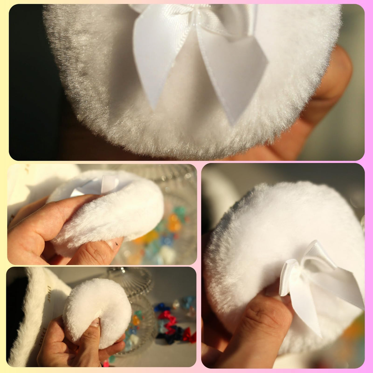 Poudres puff velours blanches, ensemble complet