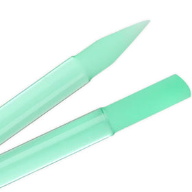 Pousse-cuticules en verre tchéque BONA FIDE BEAUTY couleur jade vue de face