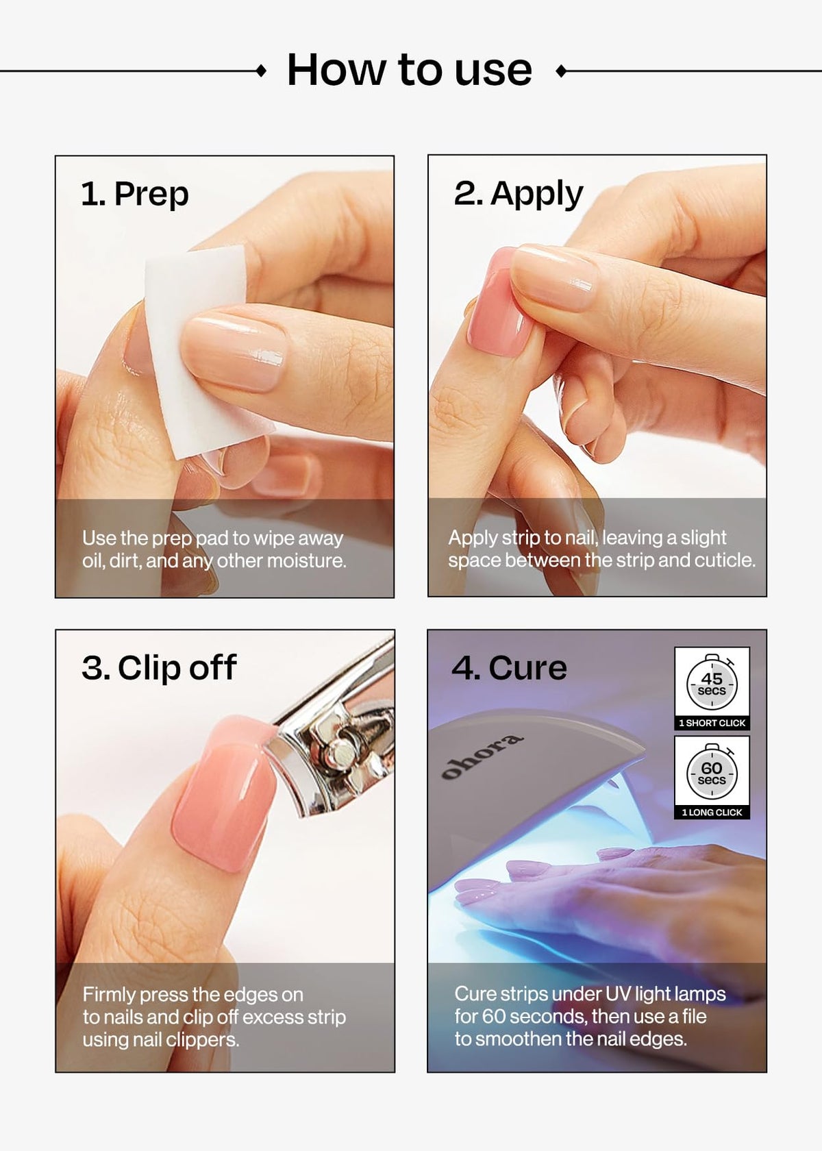 préparation des ongles avec les bandes ohora