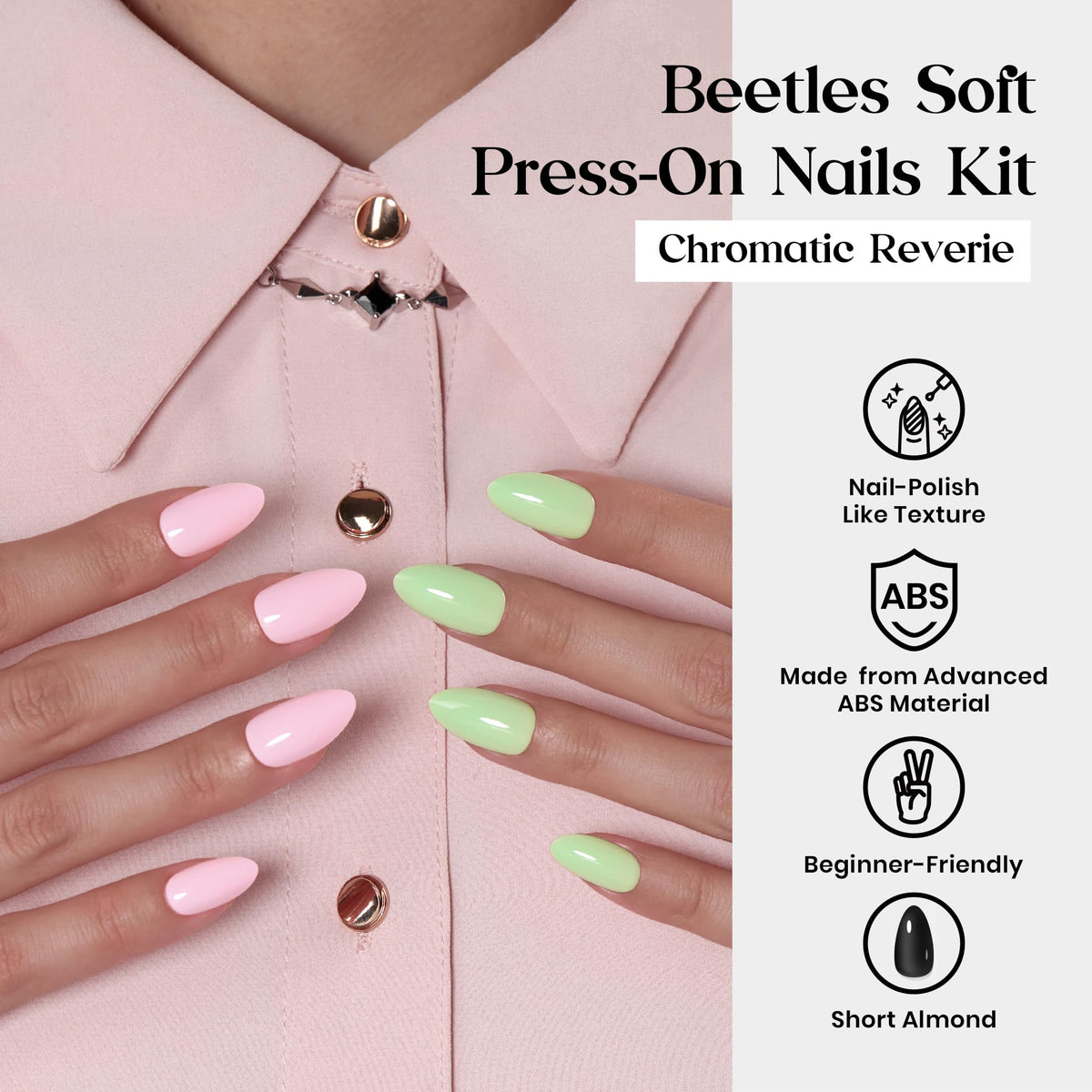présentation des 24 couleurs des ongles pressés beetles