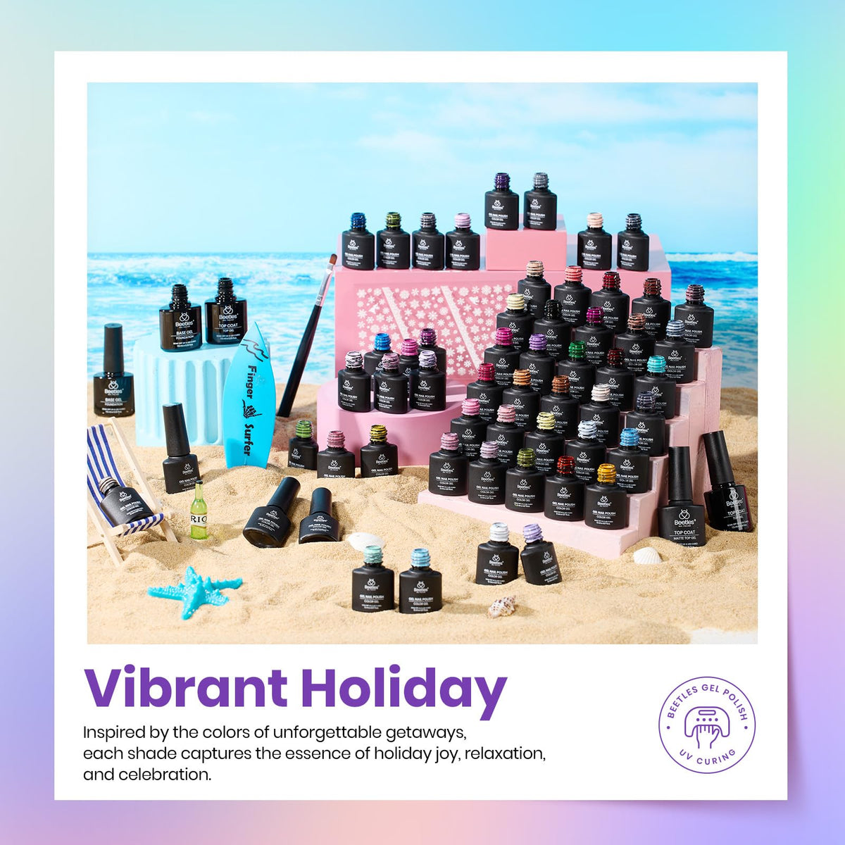 Présentation des 55 couleurs de vernis à ongles Beetles
