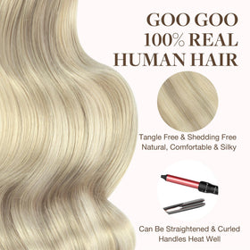 Présentation des extensions de cheveux GOO GOO sur un fond neutre