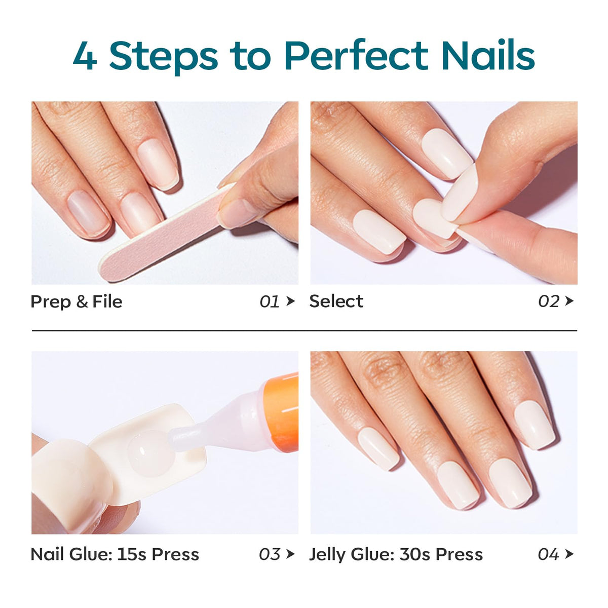 présentation des faux ongles avec accessoires