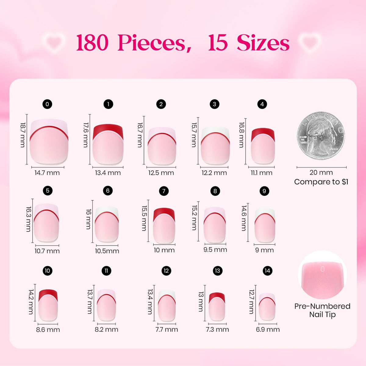 Présentation des faux ongles courtes carrés en différentes couleurs