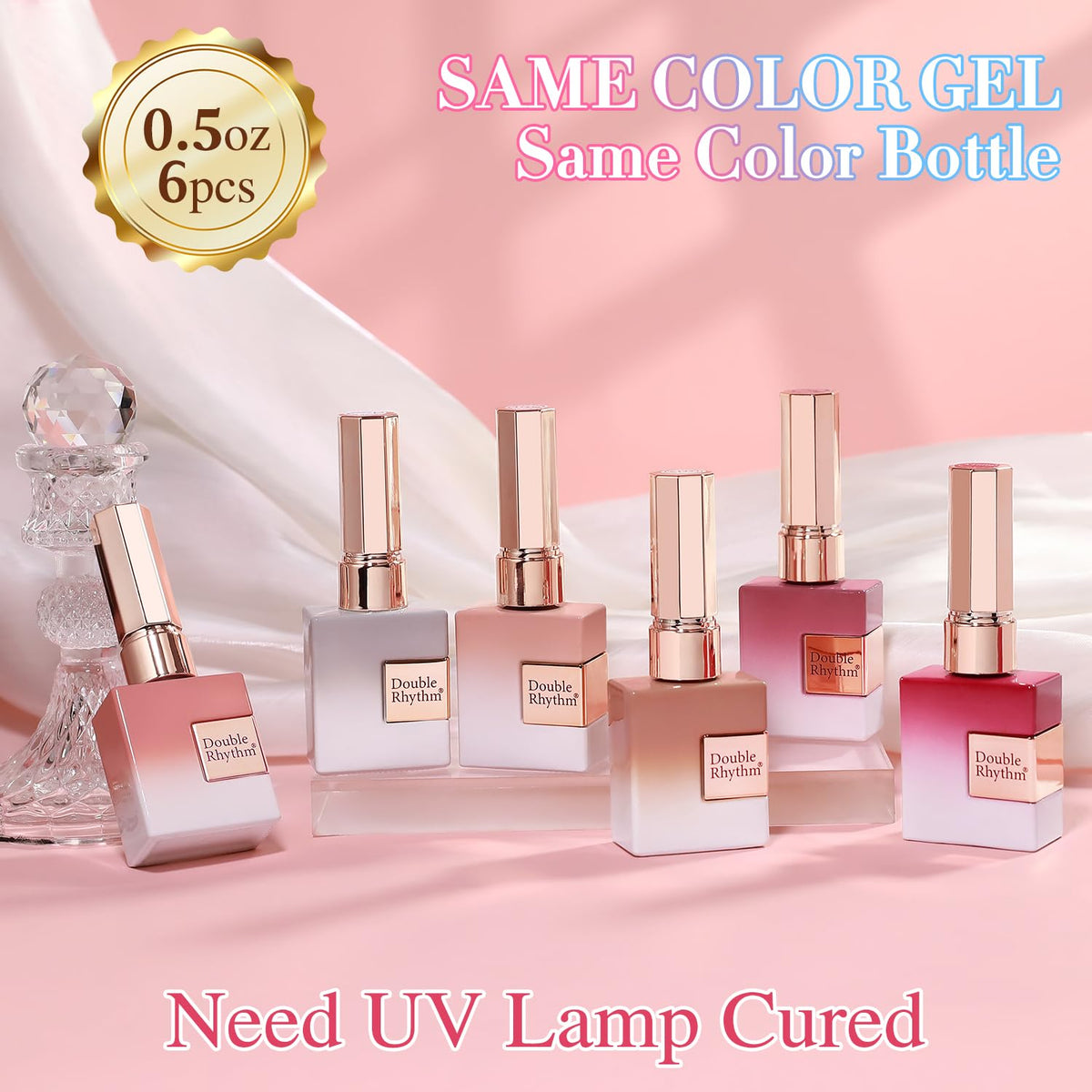 Présentation des flacons de vernis gel Double Rhythm