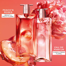Présentation du flacon de Lancôme Idôle Eau de Parfum dans un cadre élégant