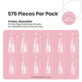 Présentation du set de tips à ongles stiletto 576 pièces
