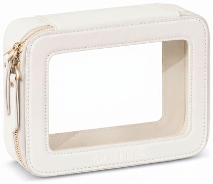 Prite pochette maquillage transparente frontale avec fermeture éclair en métal