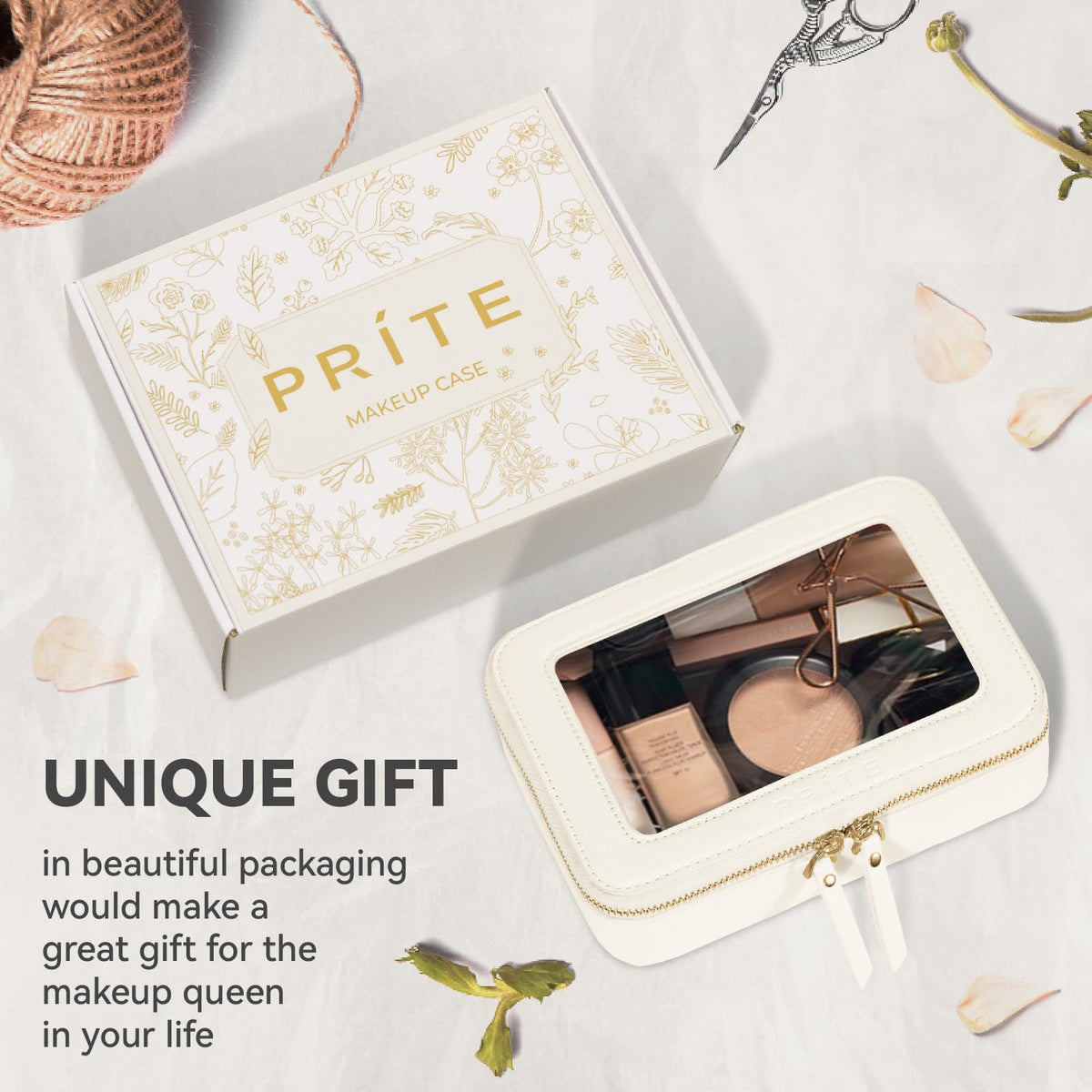 Prite pochette maquillage vue latérale montrant la texture du cuir