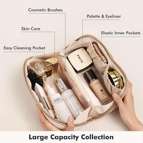 Prite trousse de maquillage en cuir vegan avec poignée
