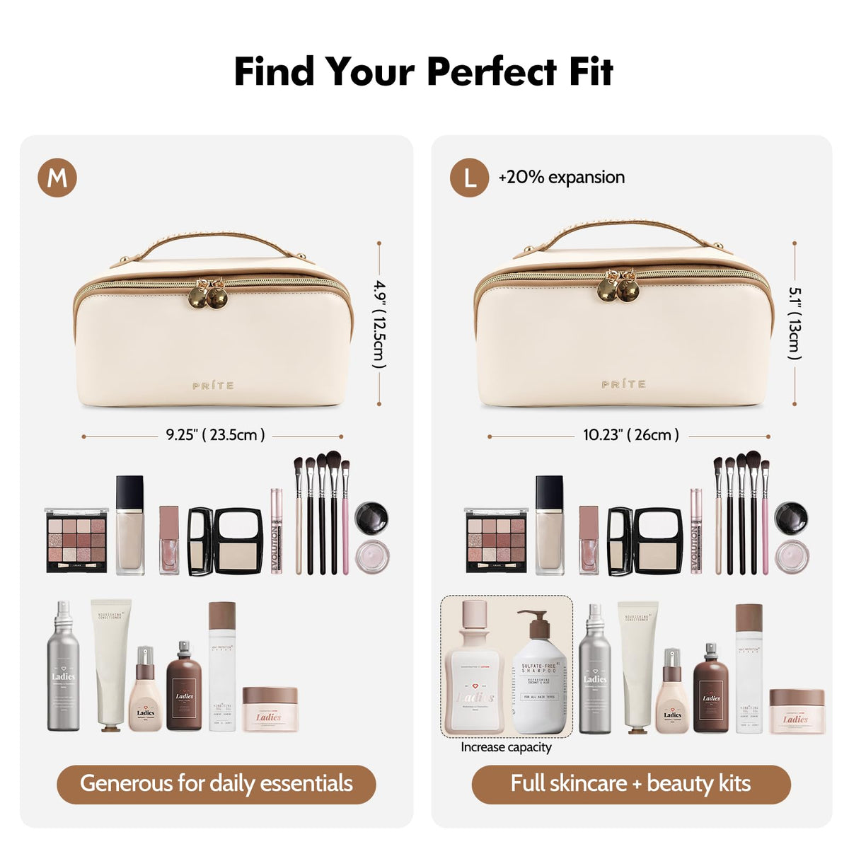 Prite trousse de maquillage ouverte avec cosmétiques organisés
