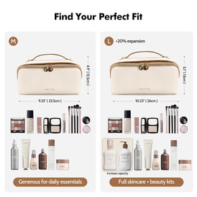 Prite trousse de maquillage ouverte avec cosmétiques organisés