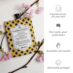 Produit Davines avec ingrédients naturels en arrière-plan