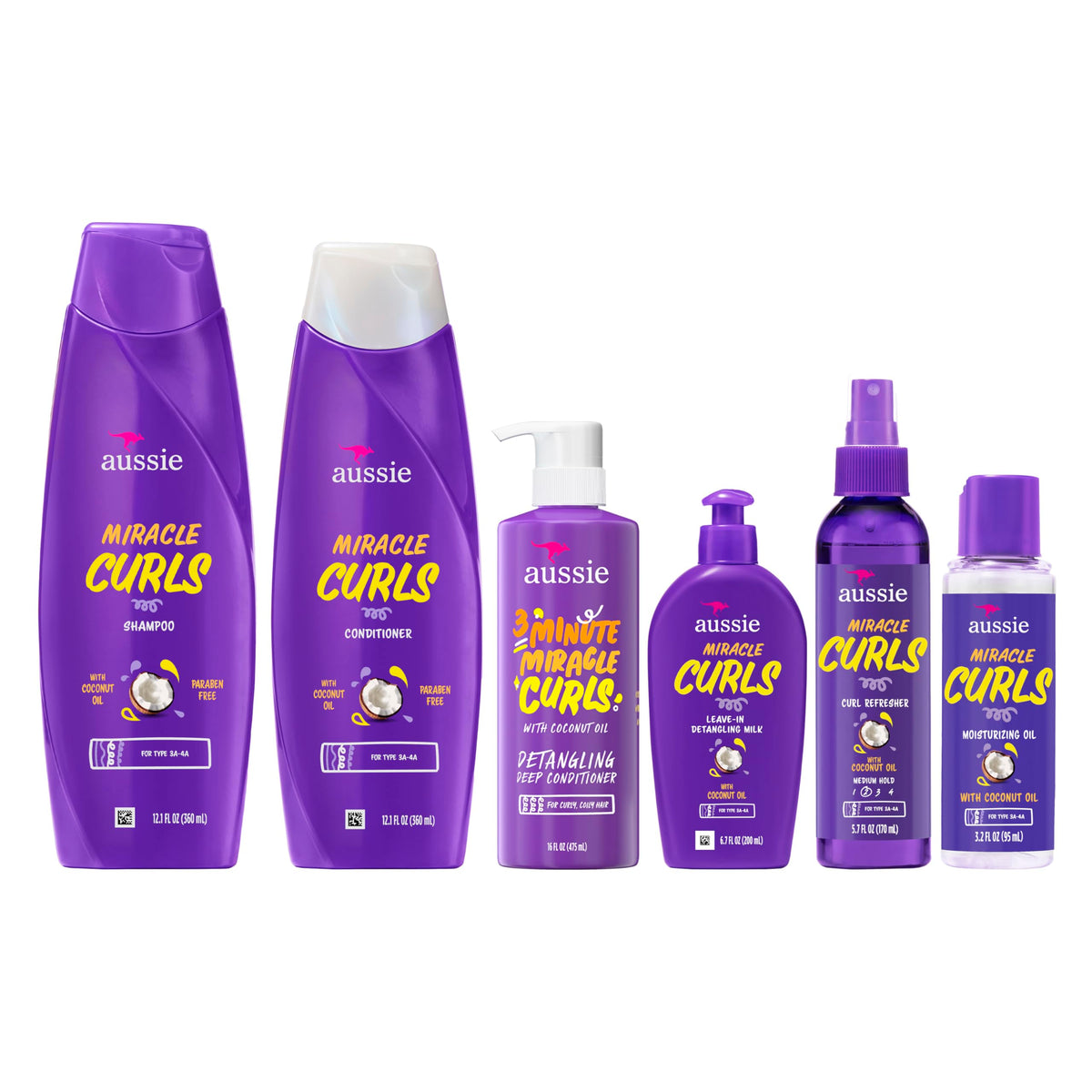 Produits Aussie Miracle Curls sur fond blanc