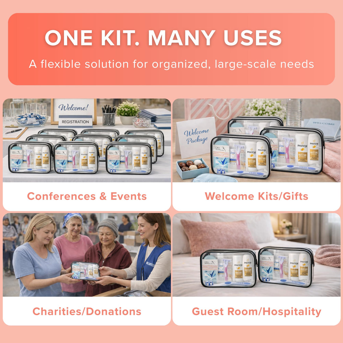 Produits d'hygiène de marque dans le kit TREKTOTE