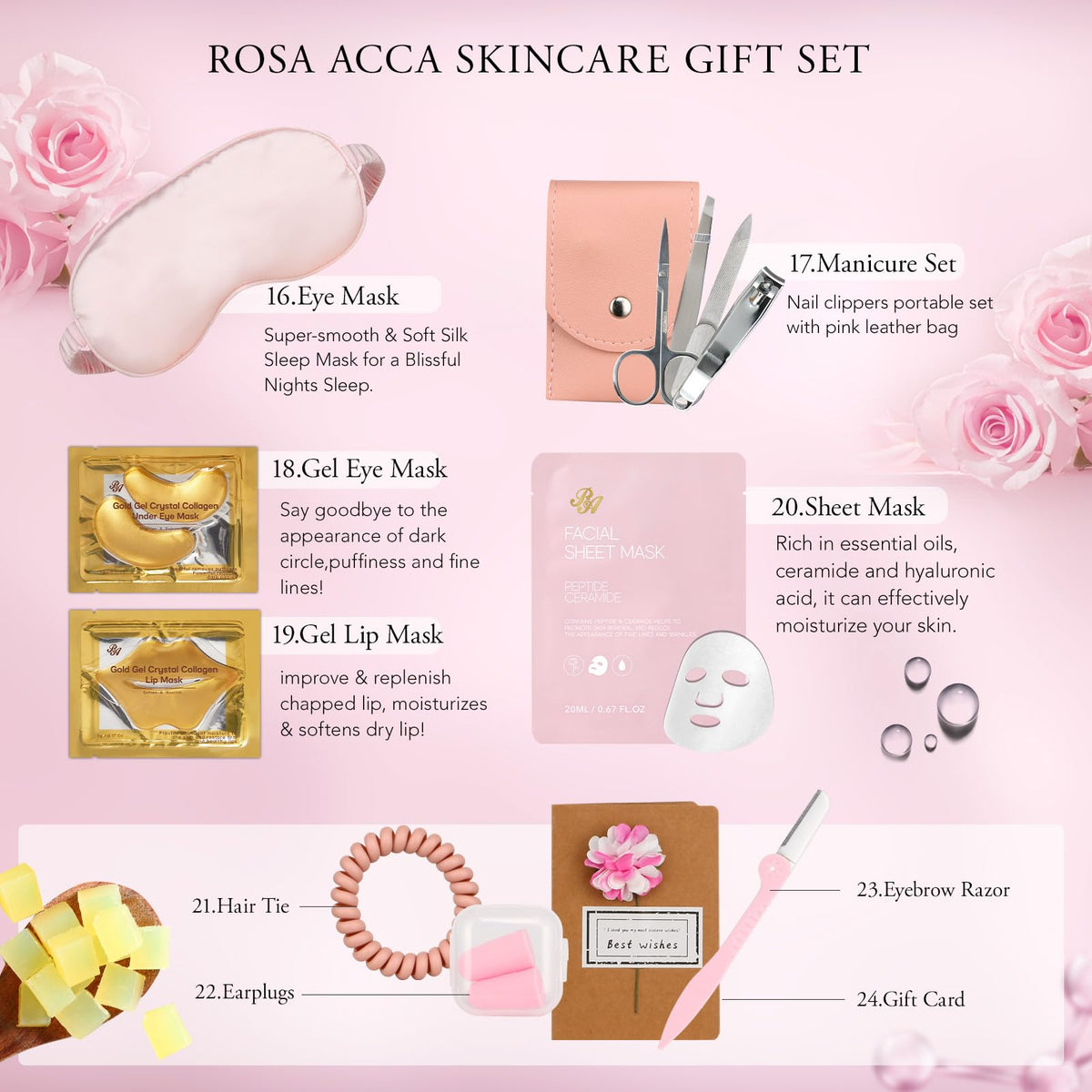 Produits de soin pour la peau du coffret RA ROSA ACCA