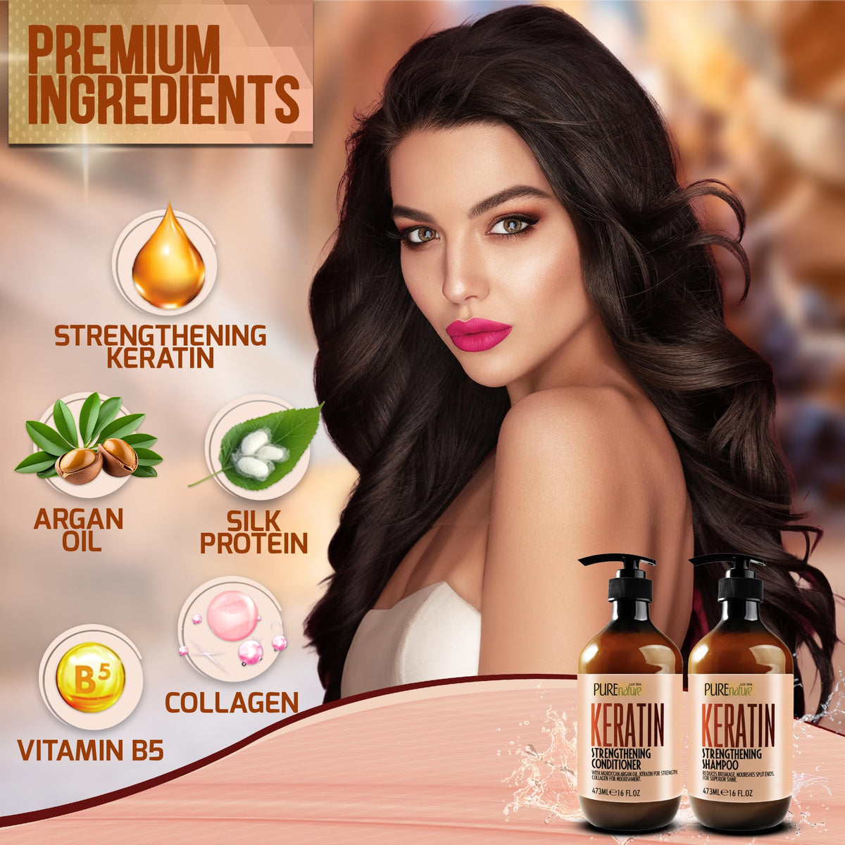 Produits de soins capillaires sur fond en bois