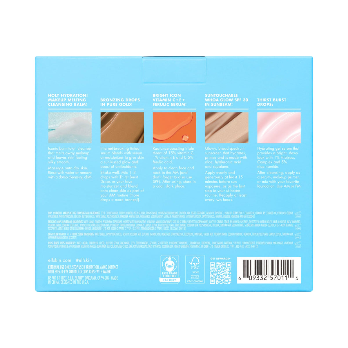 Produits de soins visage e.l.f. sur fond neutre