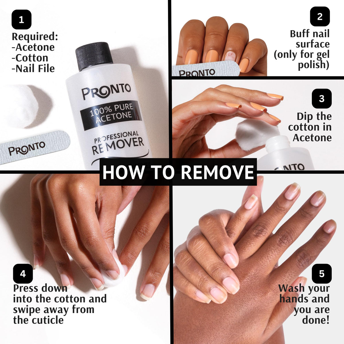 Pronto Dissolvant de Vernis à Ongles Gel Acétone 12 Fl Oz avec étiquettes