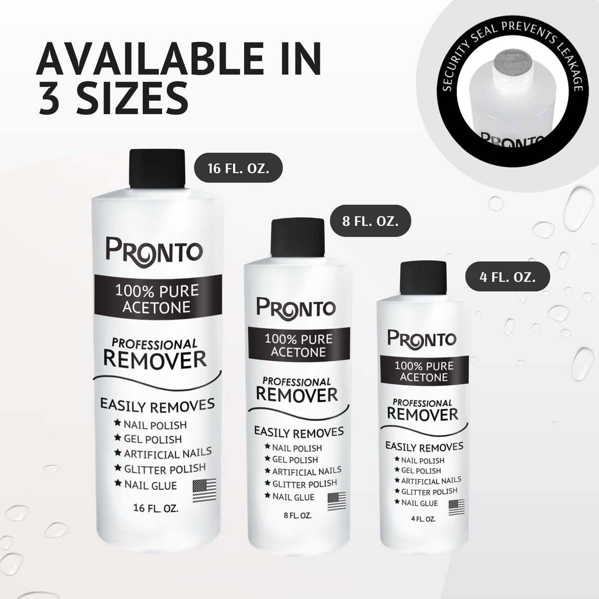 Pronto Dissolvant Gel Acétone 12 Fl Oz sur une table de manucure