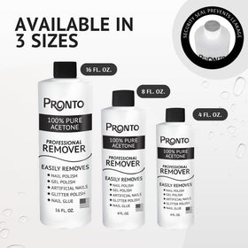 Pronto Dissolvant Gel Acétone 12 Fl Oz sur une table de manucure