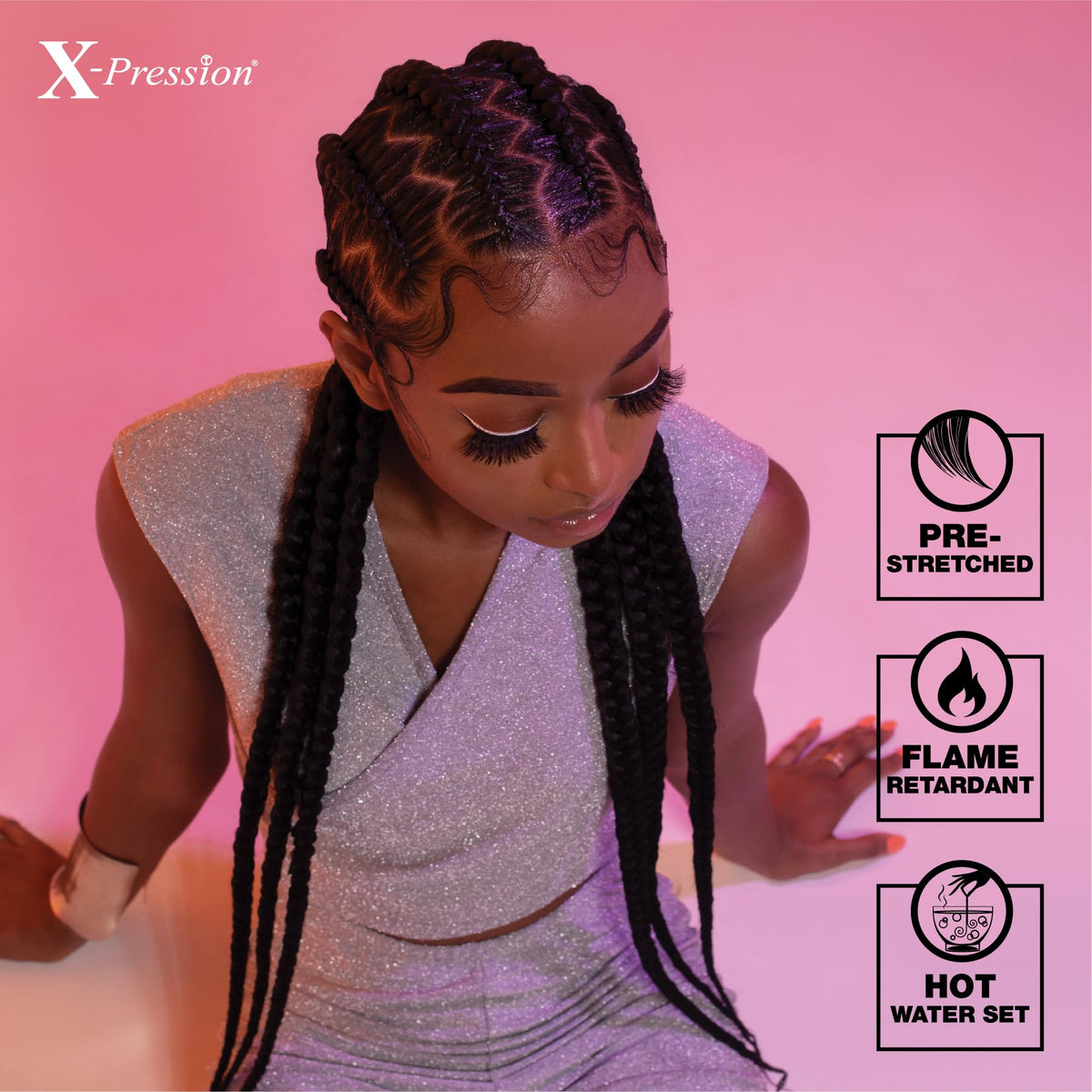 Propriétaire des extensions Sensationnel X-PRESSION affichant sa coiffure