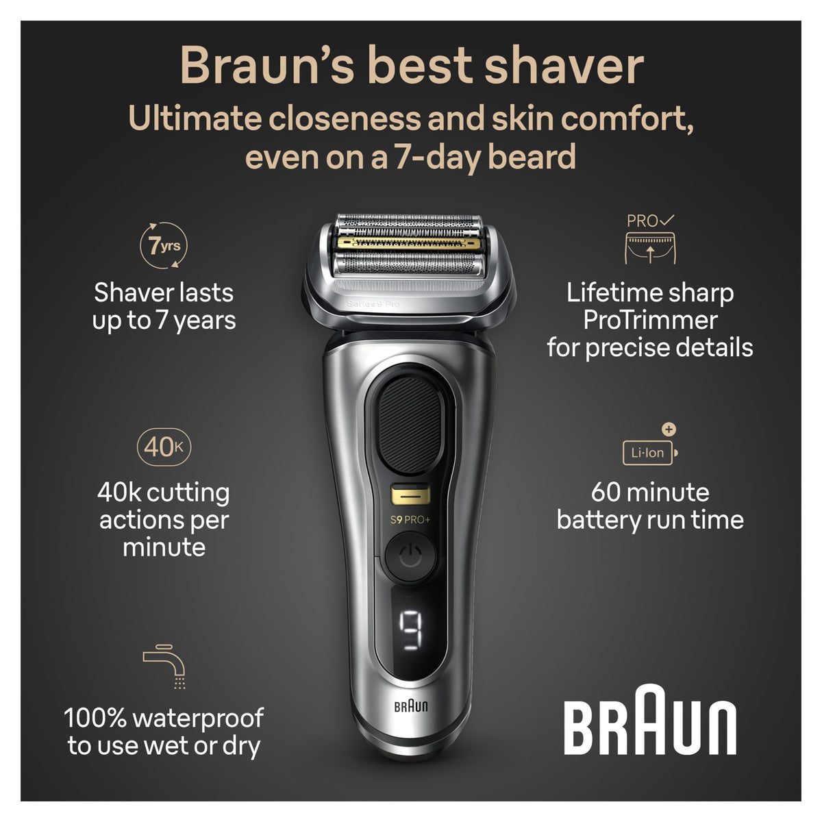 ProTrimmer du Braun Series 9 PRO+ 9517s en gros plan