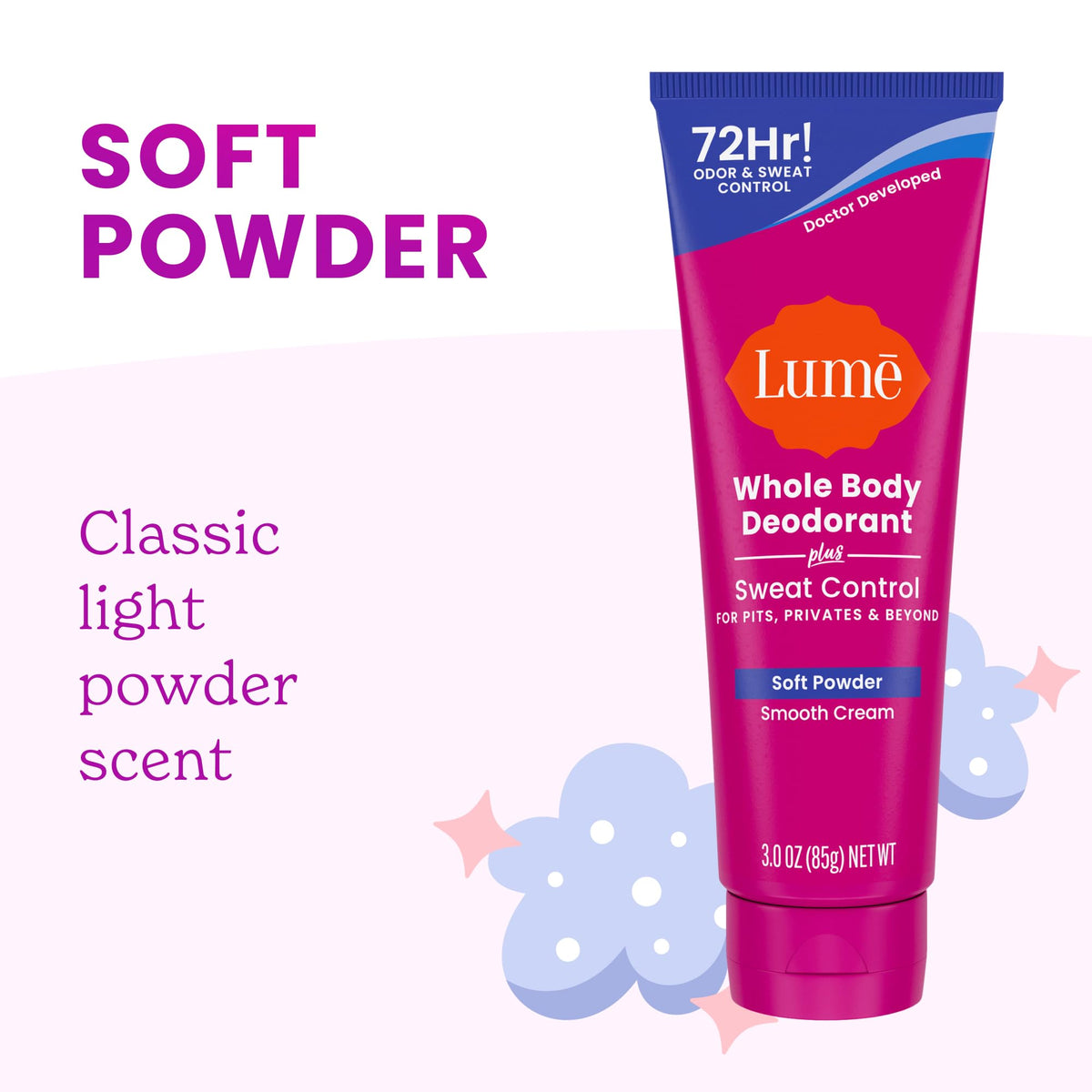 Proximité de la texture du déodorant Lume sur la peau