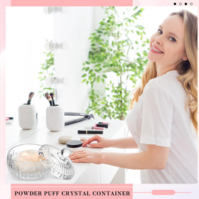 Puffs de Maquillage Tioncy avec Conteneur en Verre Éclairé