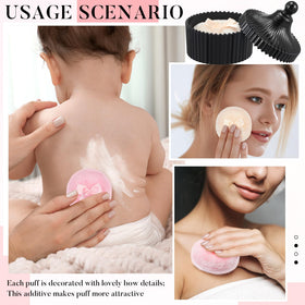 Puffs Tioncy sur une table de maquillage élégante