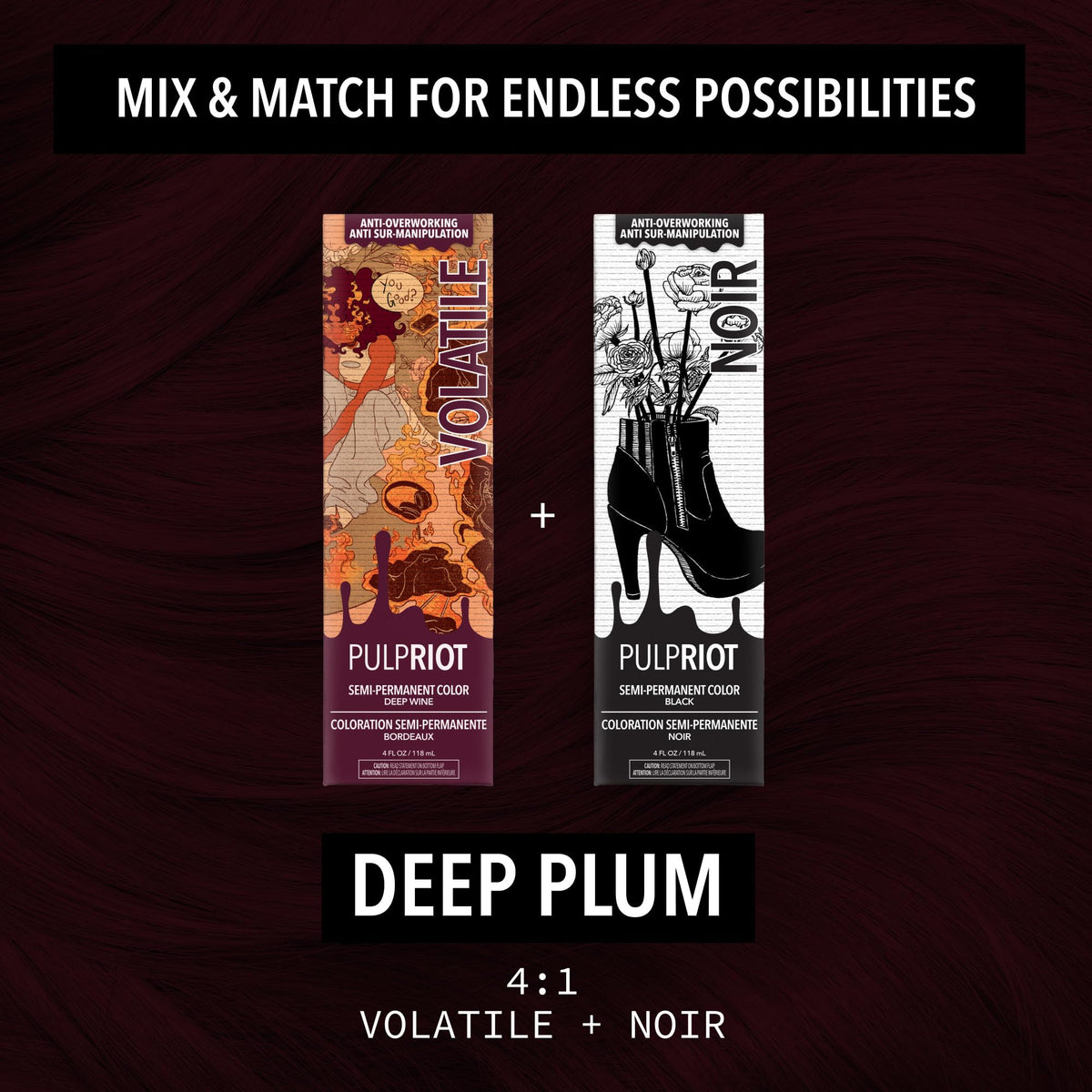 Pulp Riot couleur de cheveux Noir après application