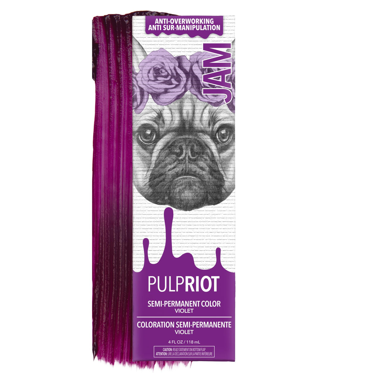 Pulp Riot Jam couleur cheveux semi-permanente violet 4 oz face