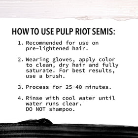 Pulp Riot tube Noir avec échantillon de couleur sur cheveux
