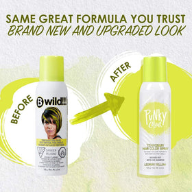 Punky Spray Coloration Temporaire Jaune Léopard en utilisation