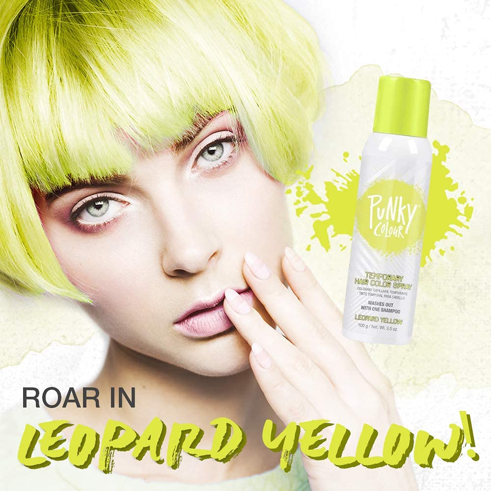 Punky Spray Coloration Temporaire Jaune Léopard sur cheveux