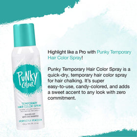 Punky Spray Coloration Temporaire Parfaitement Paon en usage sur des cheveux