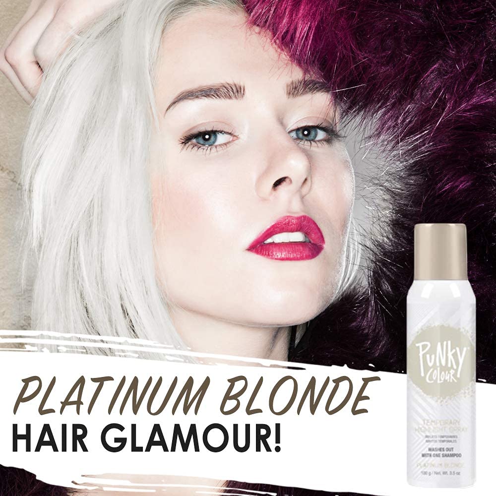 Punky Spray de Coloration Temporaire Blond Platine, application sur cheveux