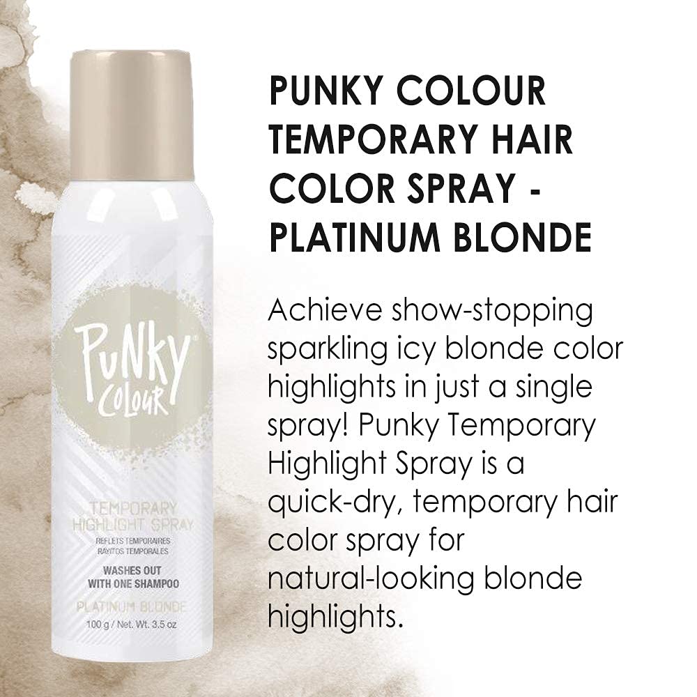 Punky Spray de Coloration Temporaire Blond Platine, utilisation en extérieur